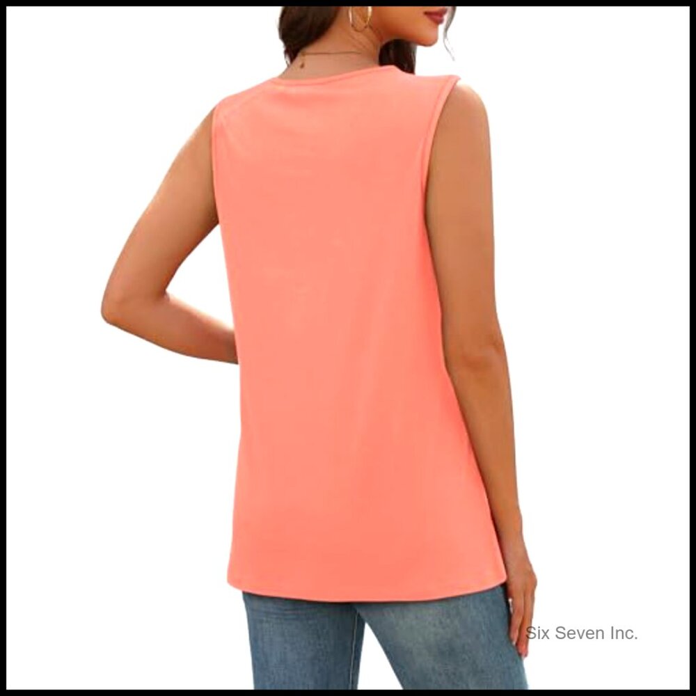 Lightweight Stretchy Button Down V-Neck Tank Top … - image 5